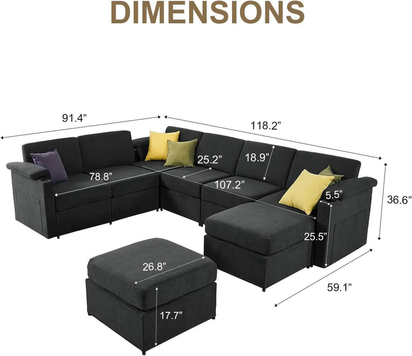 Modular Sectional Sofa Couch With Convertible Sleeper Function - ShipItFurniture