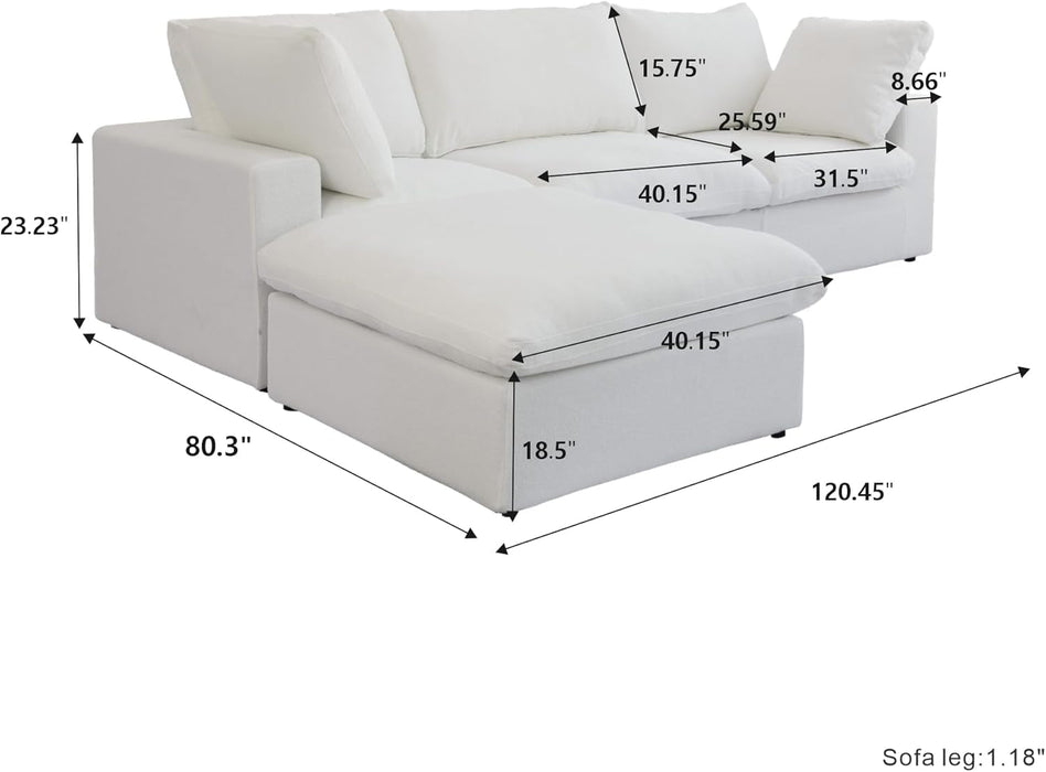 Modular Sectional Sofa with Storage Ottoman and Washable Covers - ShipItFurniture