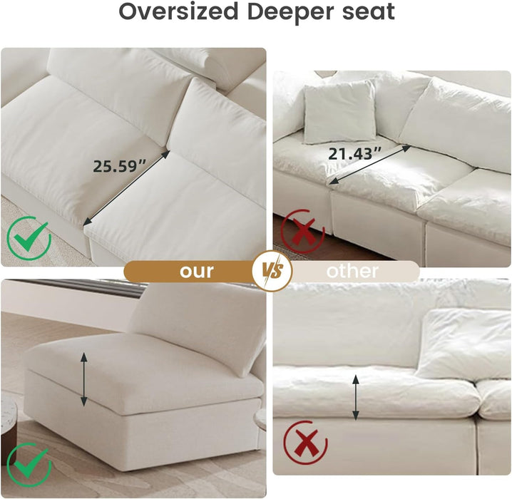 Modular Sectional Sofa with Storage Ottoman and Washable Covers - ShipItFurniture