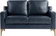 Navy Blue Faux Leather Loveseat with Sturdy Frame - ShipItFurniture