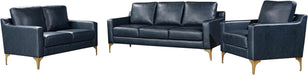 Navy Blue Faux Leather Loveseat with Sturdy Frame - ShipItFurniture