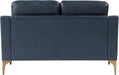 Navy Blue Faux Leather Loveseat with Sturdy Frame - ShipItFurniture