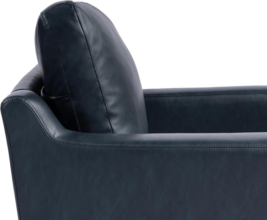 Navy Blue Faux Leather Loveseat with Sturdy Frame - ShipItFurniture