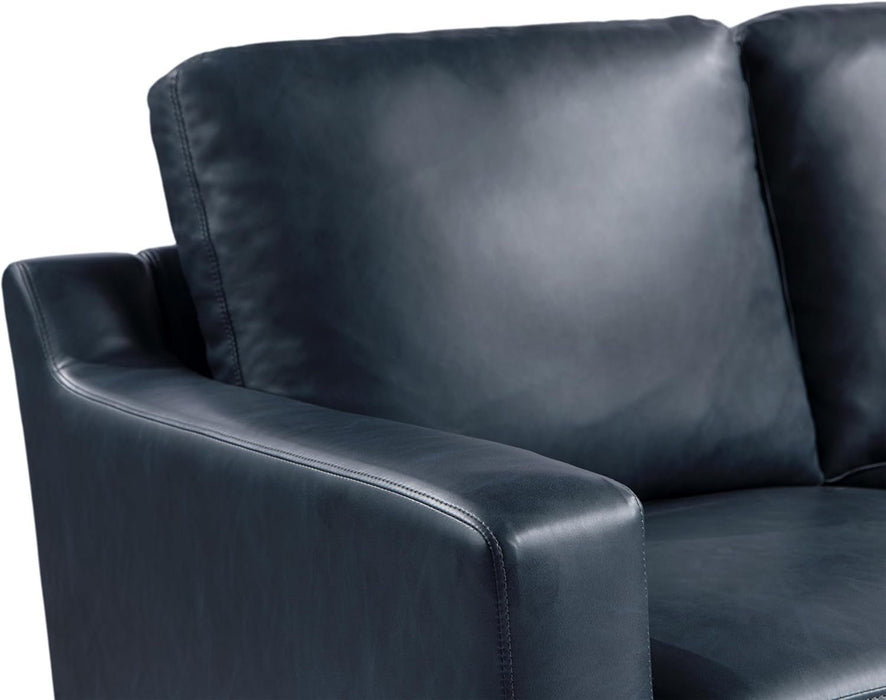 Navy Blue Faux Leather Loveseat with Sturdy Frame - ShipItFurniture