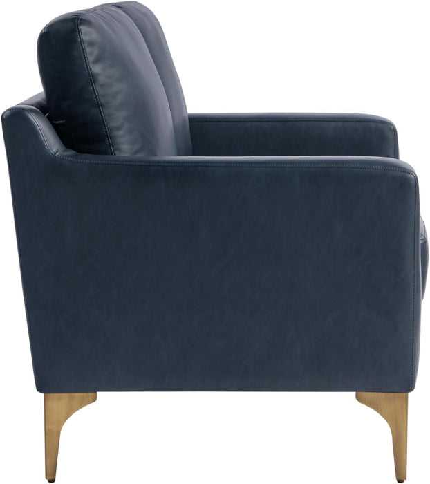 Navy Blue Faux Leather Loveseat with Sturdy Frame - ShipItFurniture