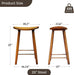 Nora Stool 25" Counter Height Bar Stool, Backless Wooden Stool for Kitchen & Home Bar, Rubber Wood, Brown Finish - ShipItFurniture