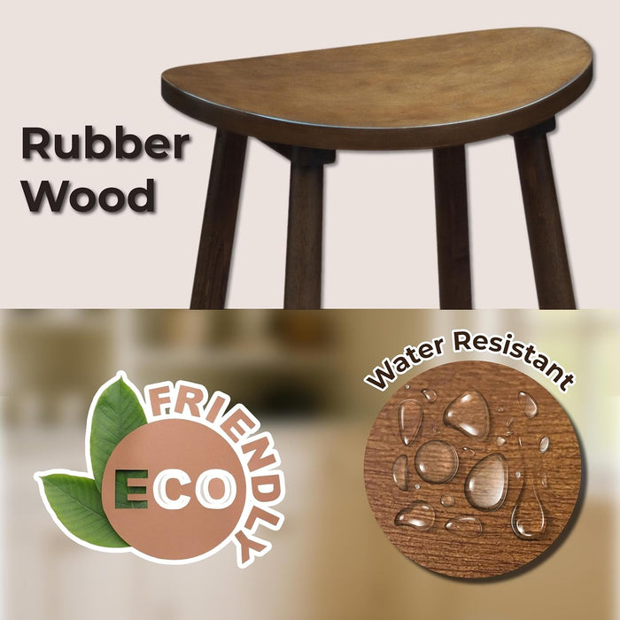 Nora Stool 25" Counter Height Bar Stool, Backless Wooden Stool for Kitchen & Home Bar, Rubber Wood, Brown Finish - ShipItFurniture