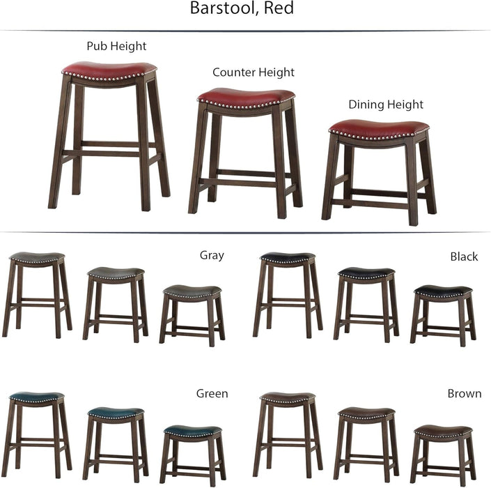 Ordway Saddle Seat Dining Height Bar Stool, 19"SH, Red - ShipItFurniture
