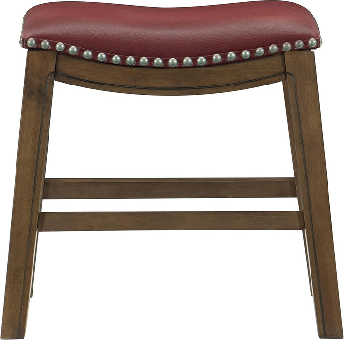 Ordway Saddle Seat Dining Height Bar Stool, 19"SH, Red - ShipItFurniture
