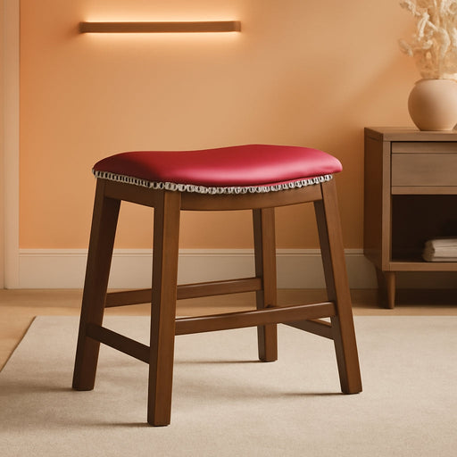 Ordway Saddle Seat Dining Height Bar Stool, 19"SH, Red - ShipItFurniture