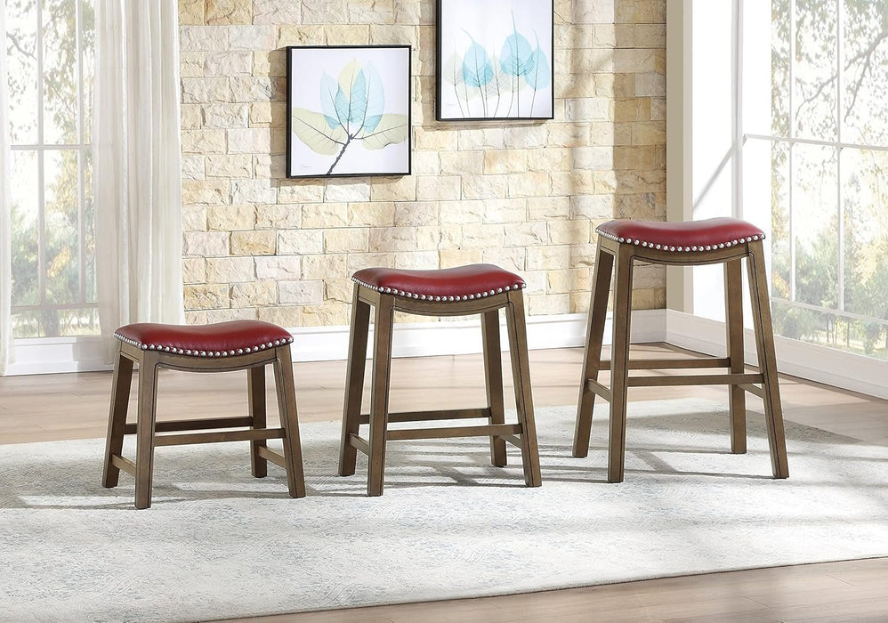 Ordway Saddle Seat Dining Height Bar Stool, 19"SH, Red - ShipItFurniture