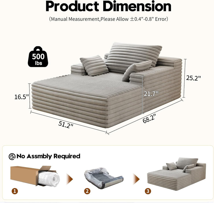 Oversized Chaise Lounge Chair with Plush Memory Foam - ShipItFurniture