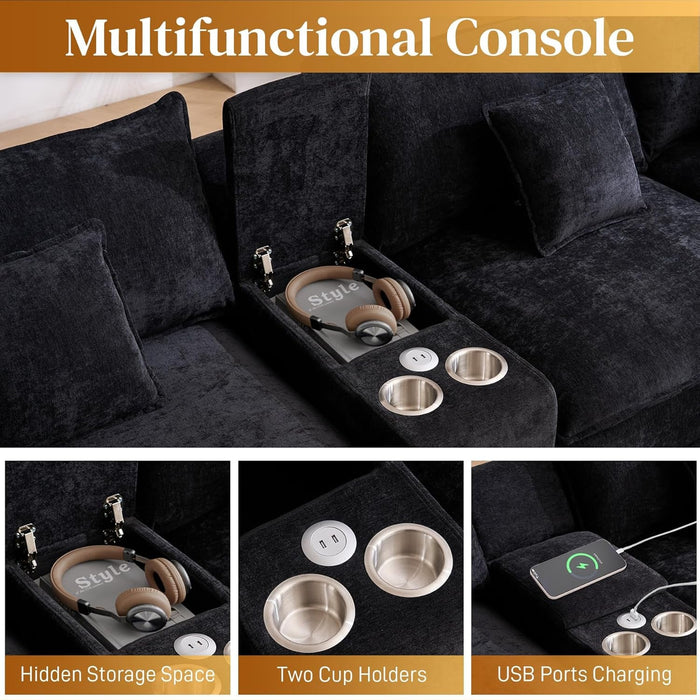 Oversized U Shape Cloud Sectional Sofa with Ottoman - ShipItFurniture