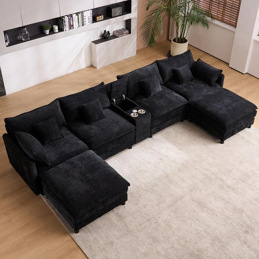 Oversized U Shape Cloud Sectional Sofa with Ottoman - ShipItFurniture