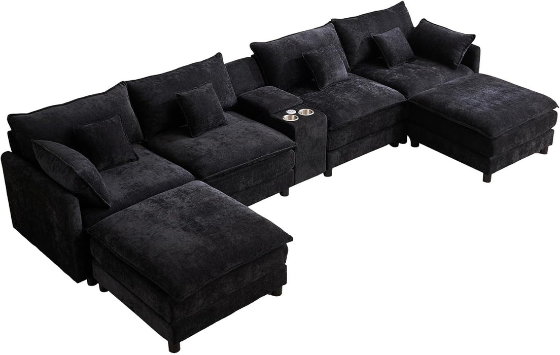 Oversized U Shape Cloud Sectional Sofa with Ottoman - ShipItFurniture