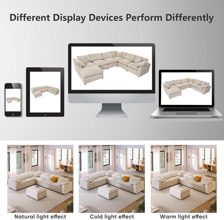 Oversized U Shaped Modular Sectional Sofa with Ottoman - ShipItFurniture