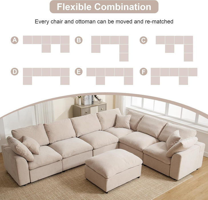 Oversized U Shaped Modular Sectional Sofa with Ottoman - ShipItFurniture