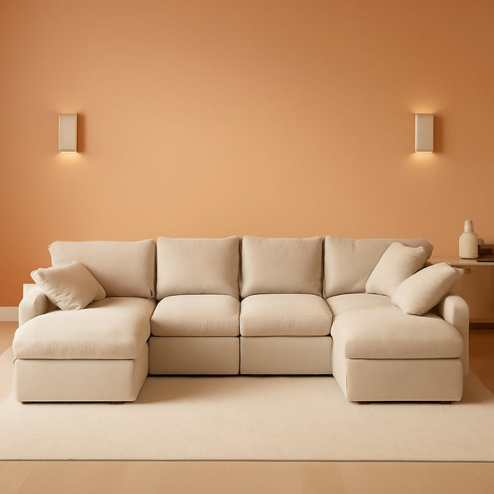 Oversized U Shaped Modular Sectional Sofa with Ottoman - ShipItFurniture