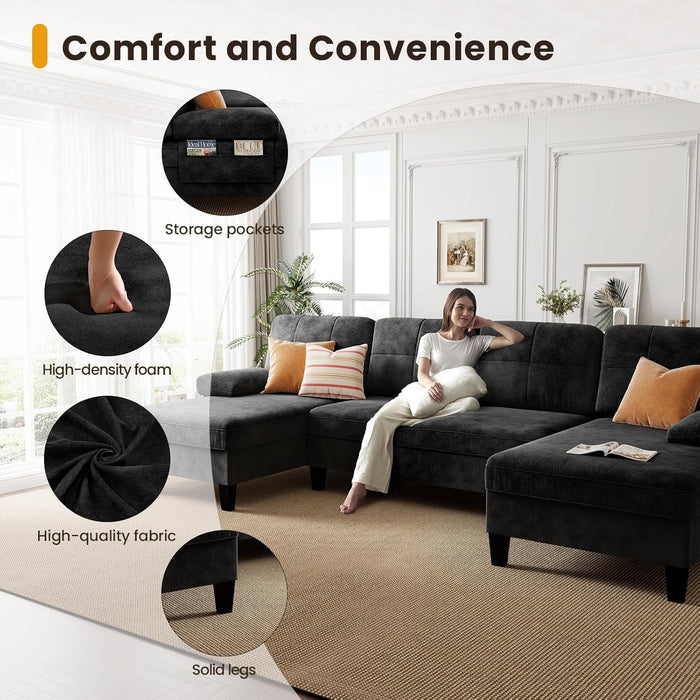 Oversized U Shaped Sectional Sofa with Storage Pockets - ShipItFurniture