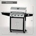 4Burner Cabinet Gas Grill with Side Burner 48000 BTU Stainless Steel Propane Grill for Outdoor Cooking