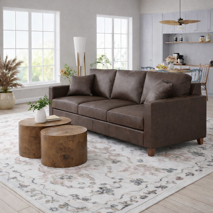 Elegant Faux Leather 85Inch Sofa Nesting CoffeeTable