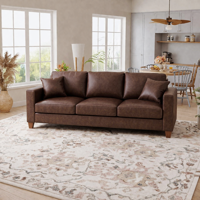 Elegant Faux Leather 85Inch Sofa Nesting CoffeeTable