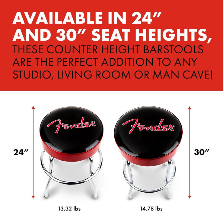 Red Sparkle Logo Swivel Barstool, Great Gifts for Dad, with 1 Year Limited Warranty, Simple Assembly, Black/Black, 30" - ShipItFurniture