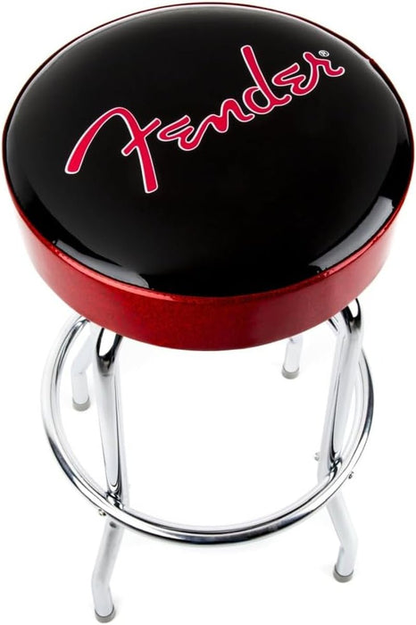 Red Sparkle Logo Swivel Barstool, Great Gifts for Dad, with 1 Year Limited Warranty, Simple Assembly, Black/Black, 30" - ShipItFurniture