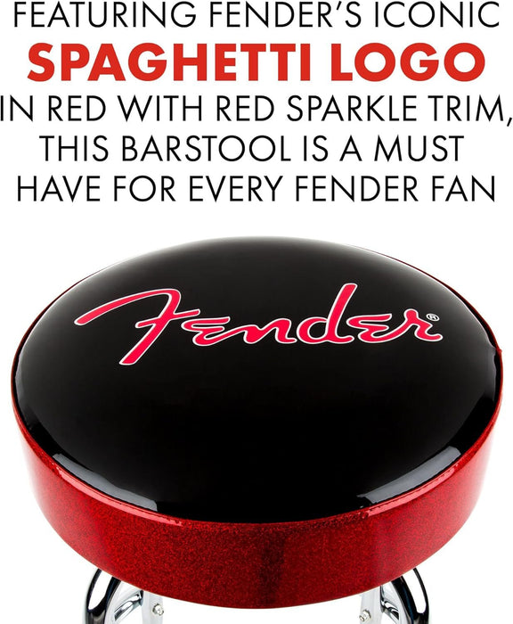 Red Sparkle Logo Swivel Barstool, Great Gifts for Dad, with 1 Year Limited Warranty, Simple Assembly, Black/Black, 30" - ShipItFurniture