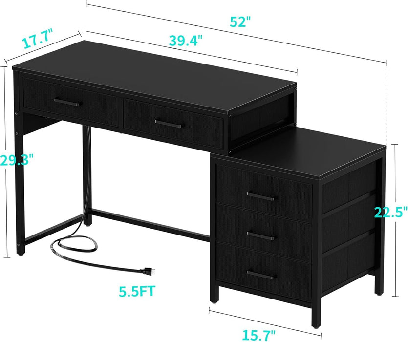 Reversible Computer Desk With Drawers And USB Ports - ShipItFurniture