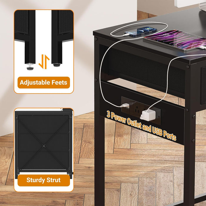 Reversible Computer Desk With Drawers And USB Ports - ShipItFurniture