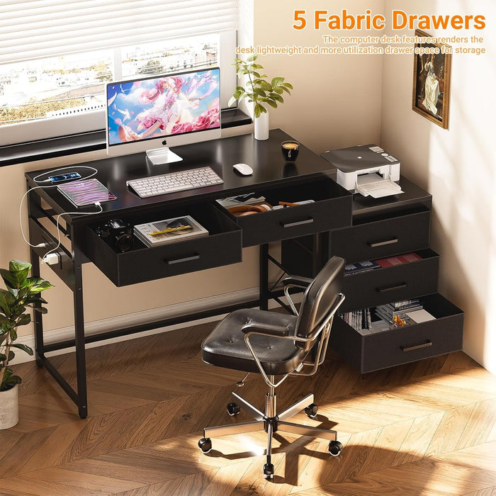 Reversible Computer Desk With Drawers And USB Ports - ShipItFurniture