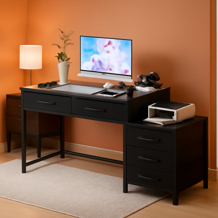 Reversible Computer Desk With Drawers And USB Ports - ShipItFurniture