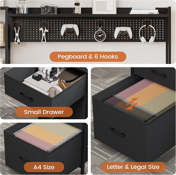 Reversible Gaming Desk with Power Outlets and LED Light - ShipItFurniture