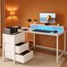 Reversible L Shaped Desk with LED Lights and Power Outlet - ShipItFurniture