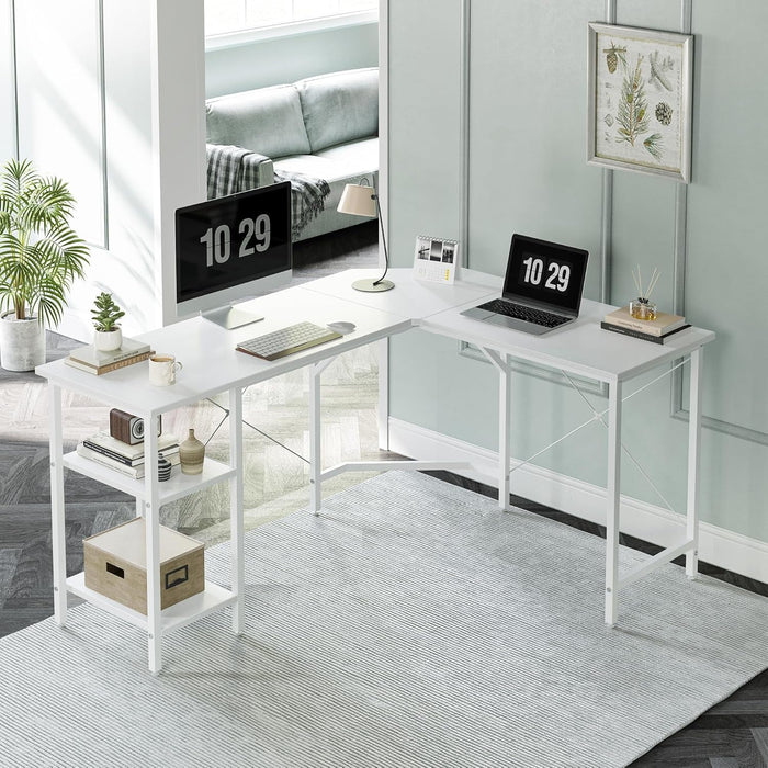 Reversible L Shaped Desk with Storage for Home Office - ShipItFurniture