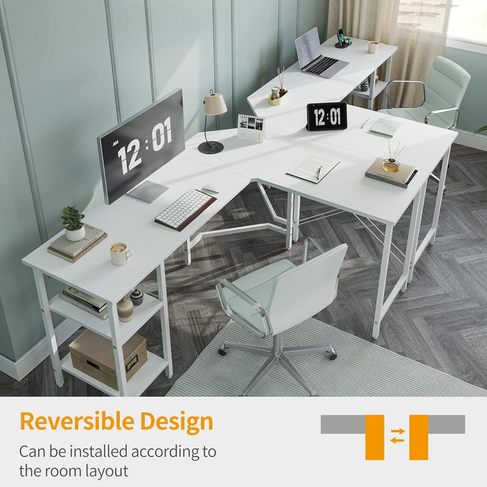 Reversible L Shaped Desk with Storage for Home Office - ShipItFurniture