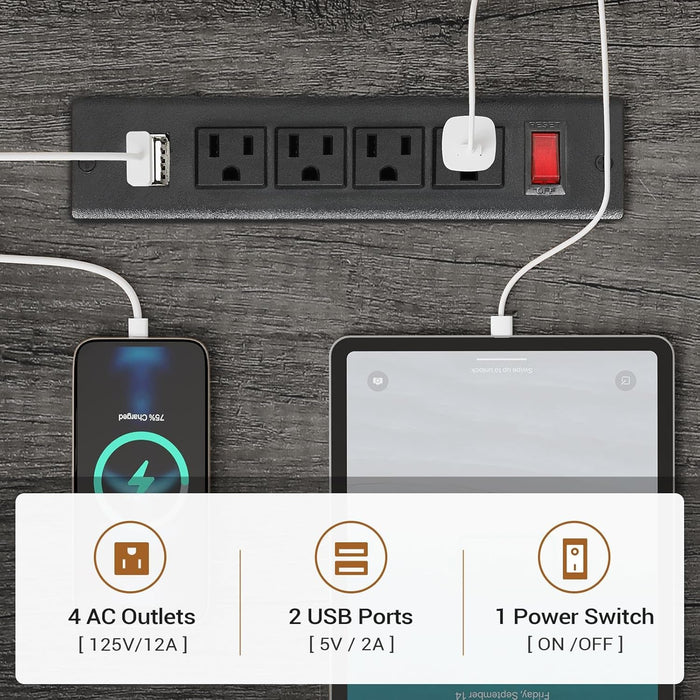 Reversible U Shaped Corner Desk With LED Lights - ShipItFurniture