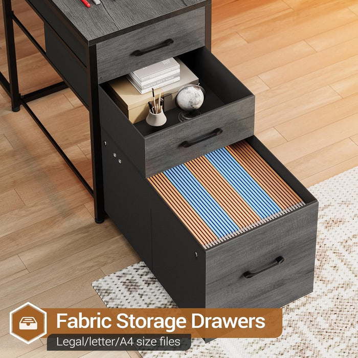 Reversible U Shaped Corner Desk With LED Lights - ShipItFurniture