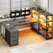 Reversible U Shaped Corner Desk With LED Lights - ShipItFurniture