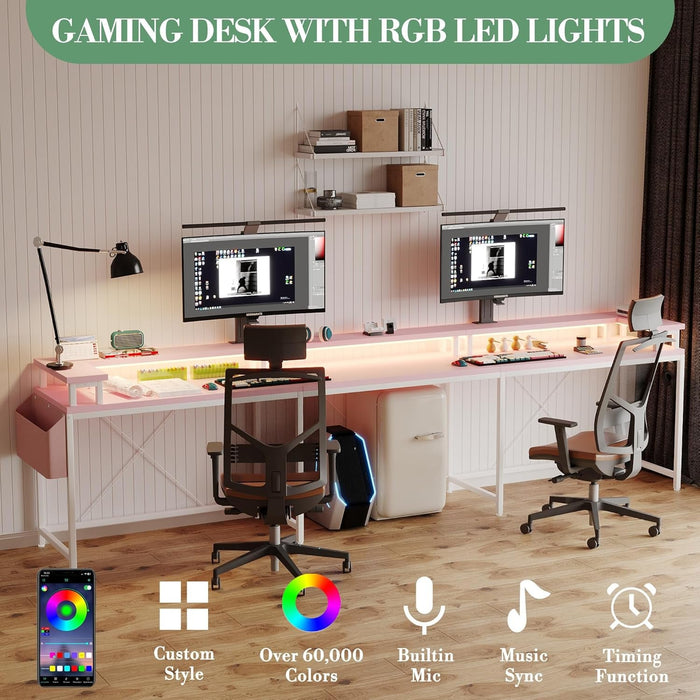 Reversible U Shaped Office Desk with RGB LED Lights - ShipItFurniture