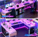 Reversible U Shaped Office Desk with RGB LED Lights - ShipItFurniture