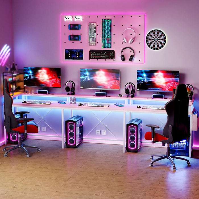 Reversible U Shaped Office Desk with RGB LED Lights - ShipItFurniture