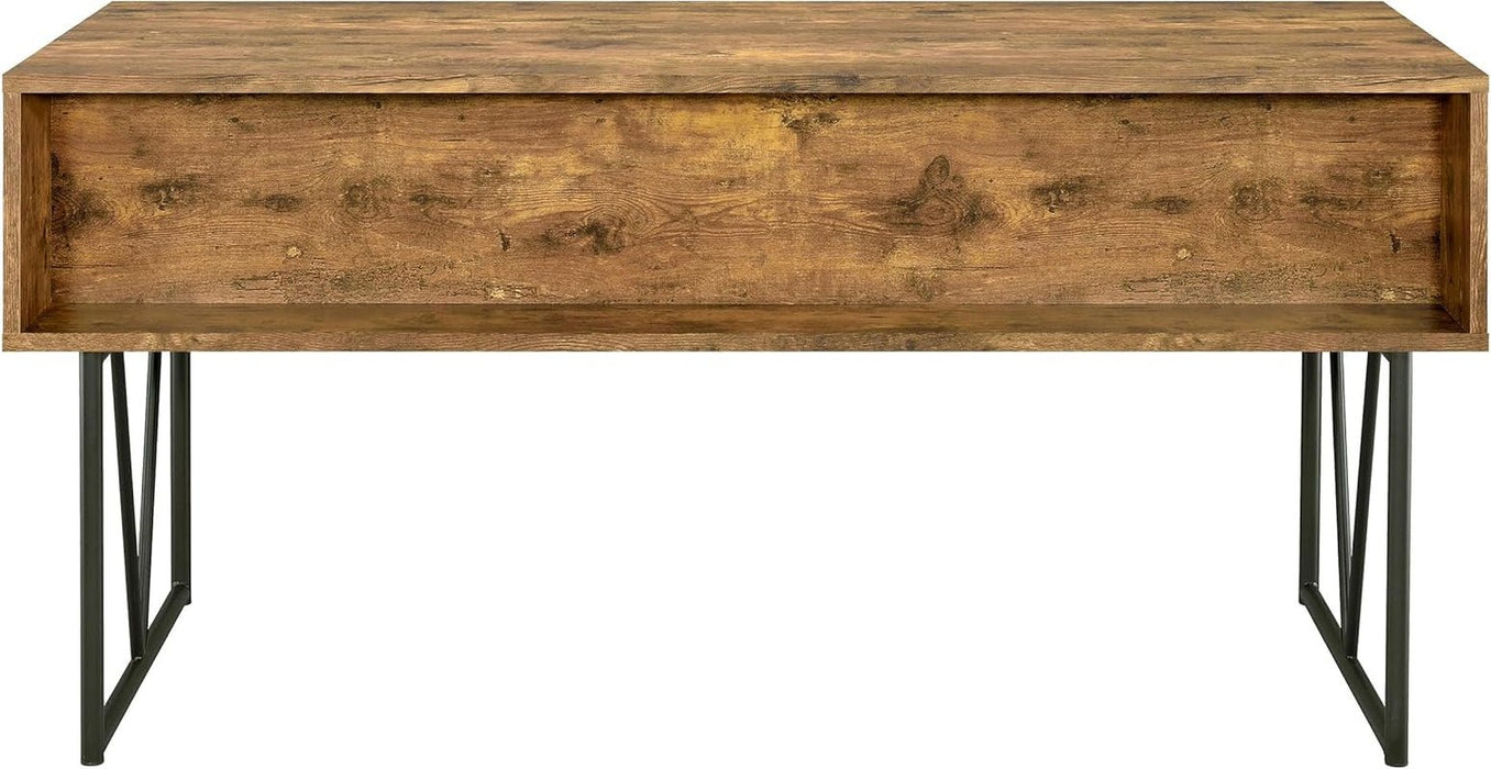 Rustic 63 Inch Writing Desk with Four Storage Drawers - ShipItFurniture
