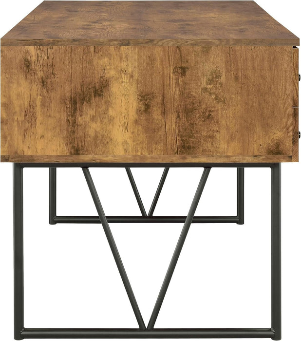 Rustic 63 Inch Writing Desk with Four Storage Drawers - ShipItFurniture