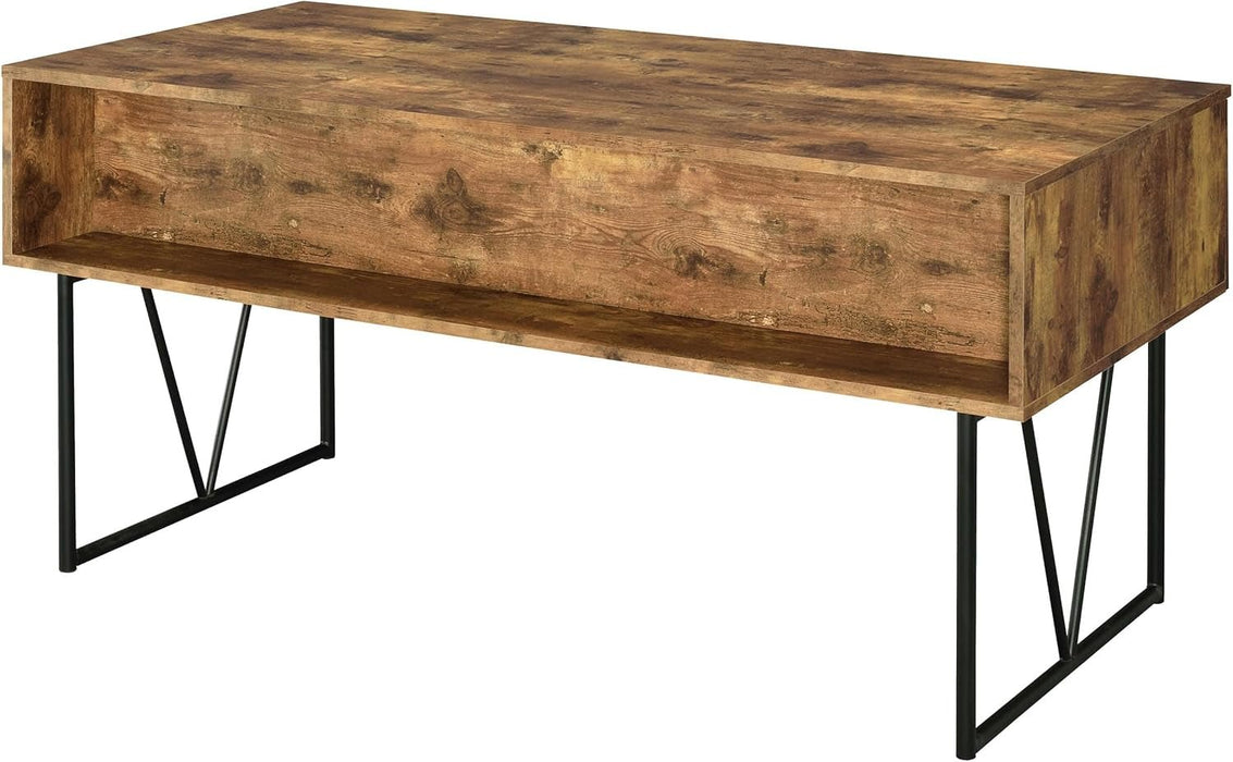 Rustic 63 Inch Writing Desk with Four Storage Drawers - ShipItFurniture