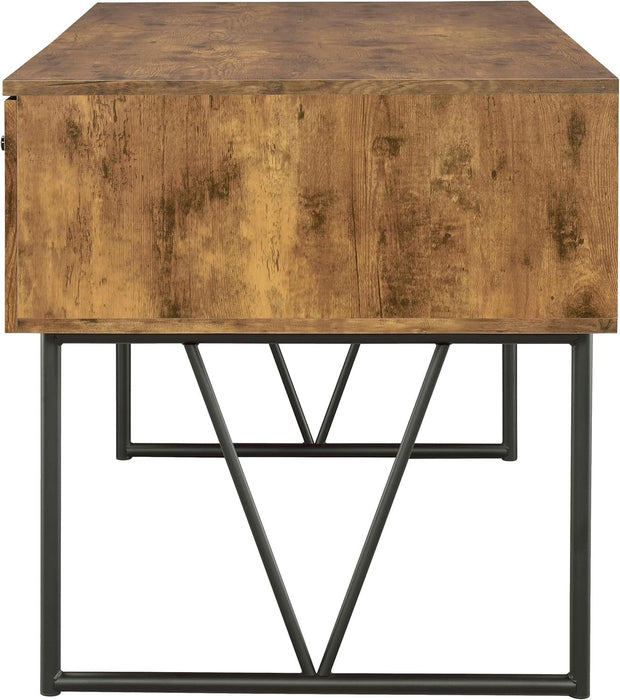 Rustic 63 Inch Writing Desk with Four Storage Drawers - ShipItFurniture