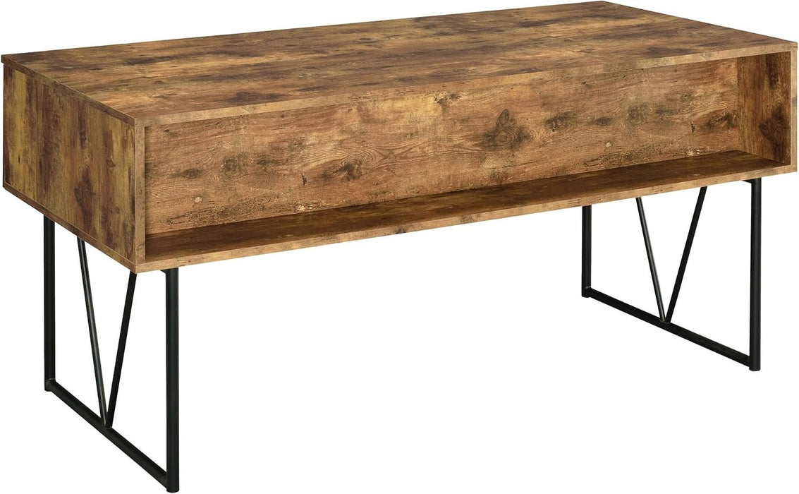 Rustic 63 Inch Writing Desk with Four Storage Drawers - ShipItFurniture