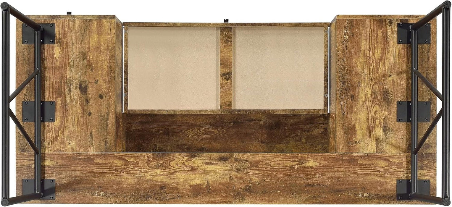 Rustic 63 Inch Writing Desk with Four Storage Drawers - ShipItFurniture