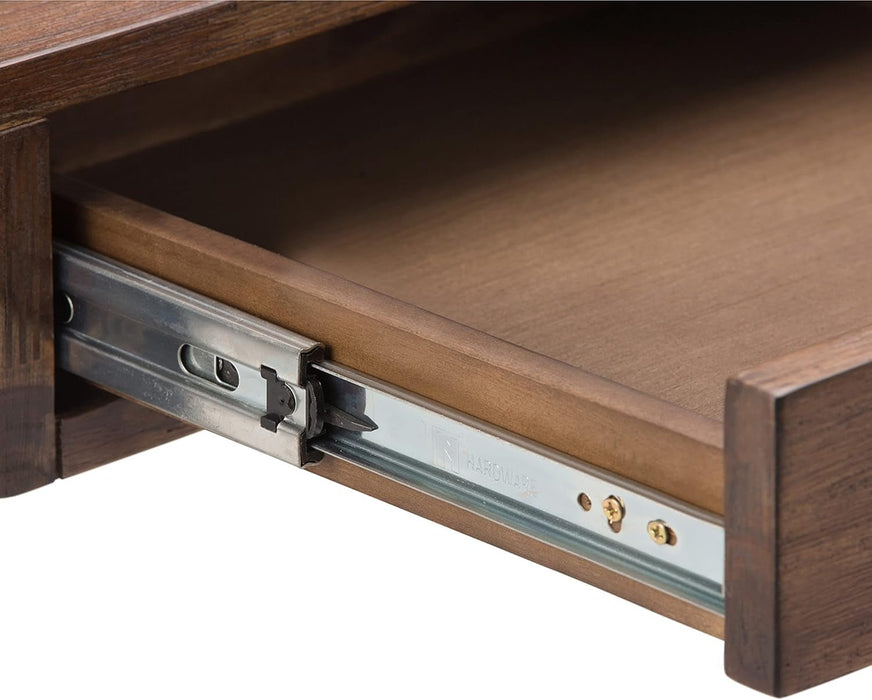 Rustic Acacia Wood and Metal Writing Desk with Drawers - ShipItFurniture